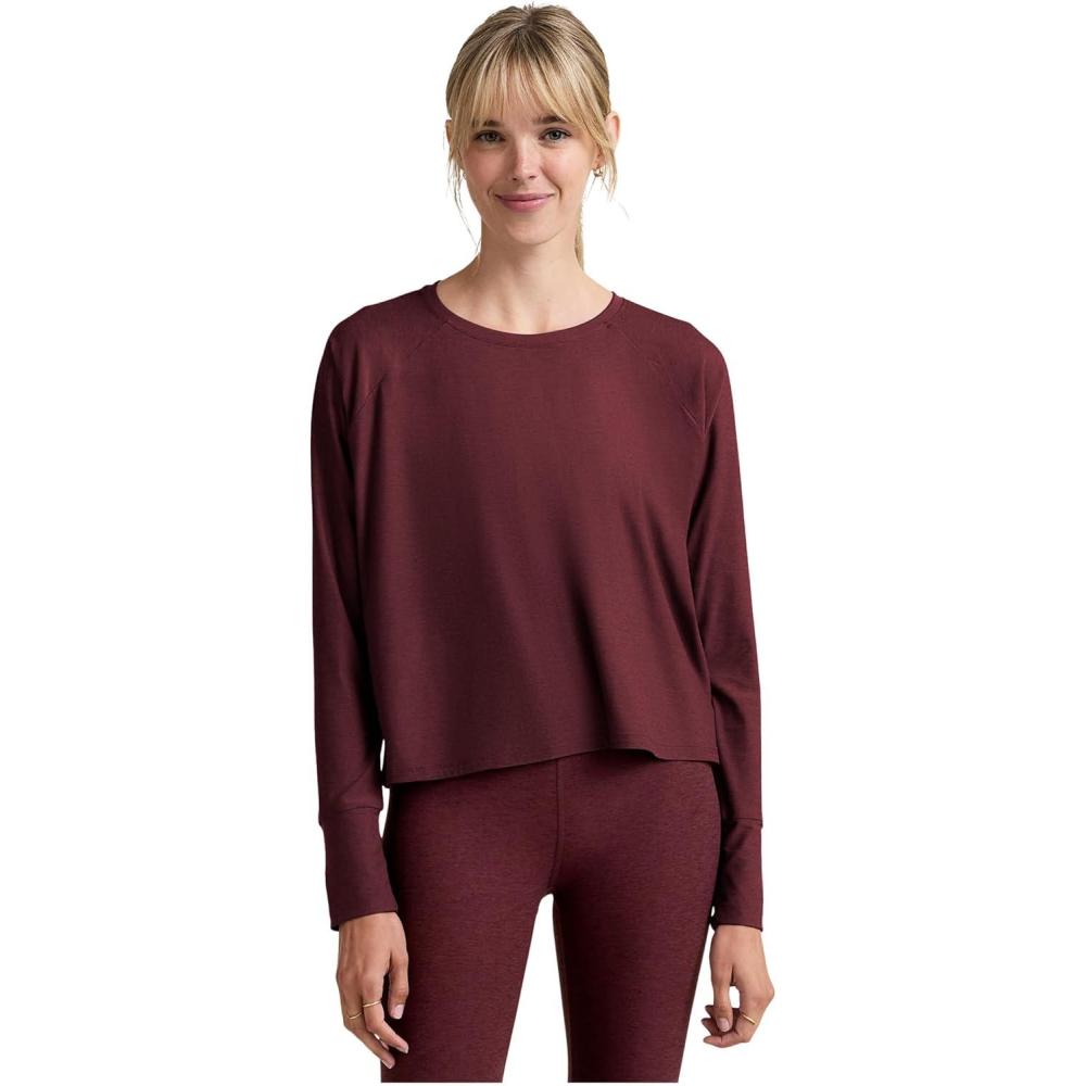 imageBeyond Yoga Womens Featherweight Daydreamer PulloverMidnight Burgundy Heather