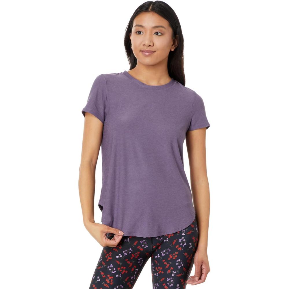 imageBeyond Yoga Womens Featherweight On The Down Low TeePurple Haze Heather