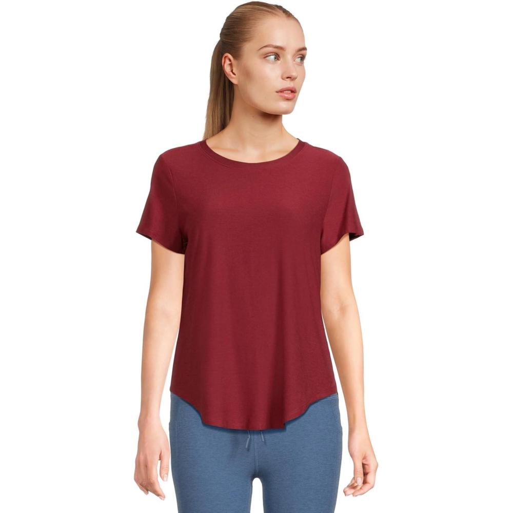 imageBeyond Yoga Womens Featherweight On The Down Low TeeRuby Rush Heather