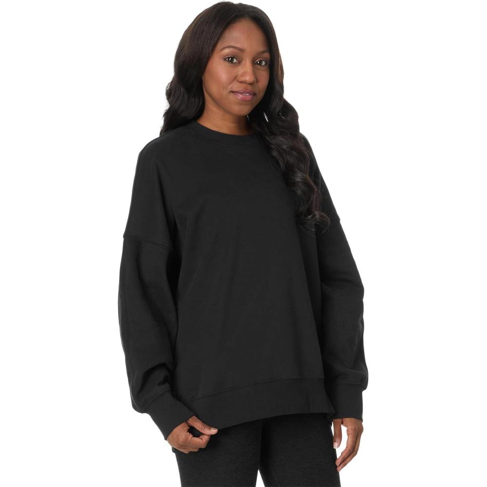 imageBeyond Yoga Womens LuxeFleece Oversized Sweatshirt Black Medium
