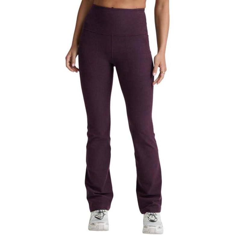 imageBeyond Yoga Womens Spacedye HighWaisted Practice Pocket Bootcut PantsEggplant Purple Heather