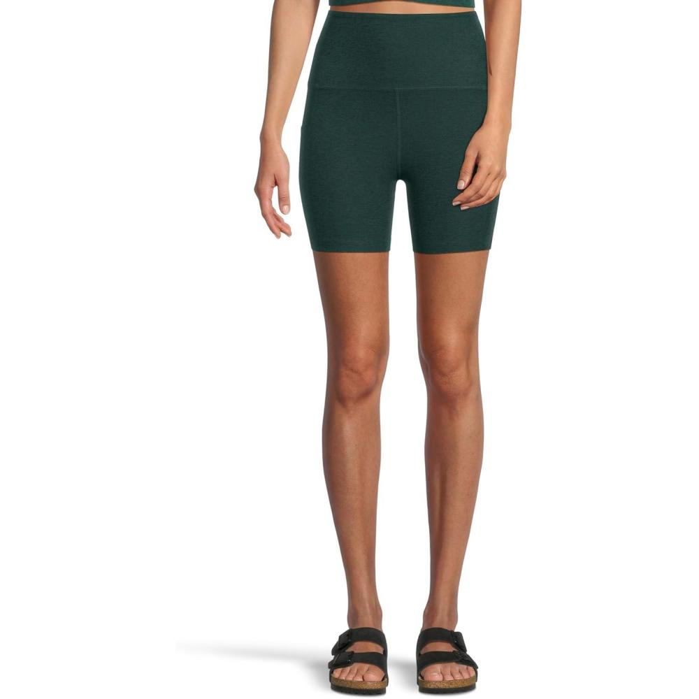 imageBeyond Yoga Womens Spacedye Keep Pace Pocket 5quot ShortsDark Spruce Green Heather