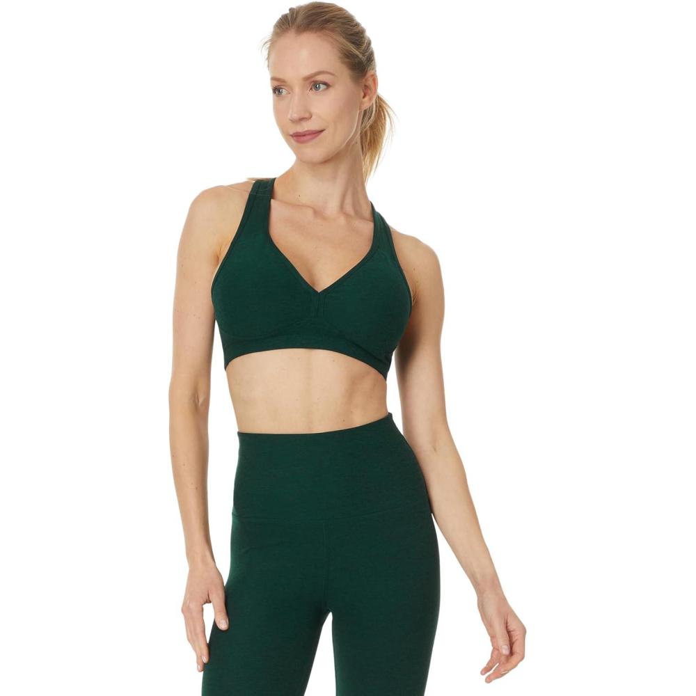 imageBeyond Yoga Womens Spacedye Lift Your Spirits BraDark Spruce Green Heather