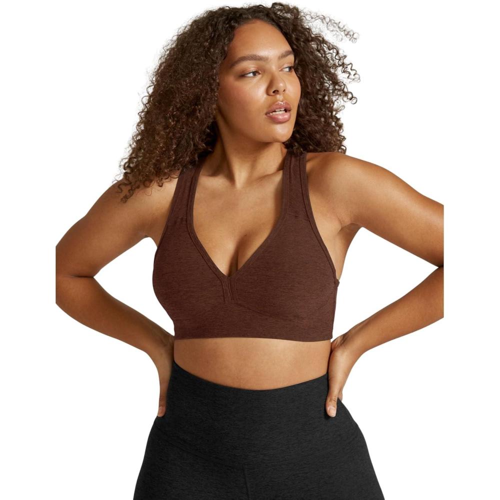 imageBeyond Yoga Womens Spacedye Lift Your Spirits BraTrue Chocolate Heather