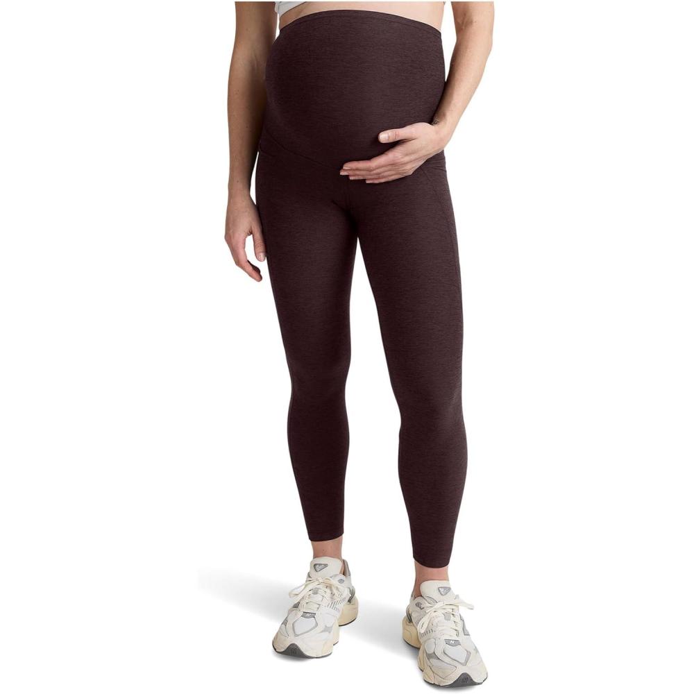 imageBeyond Yoga Womens Spacedye Love The Bump Maternity Pocket Midi LeggingDark Chocolate Heather