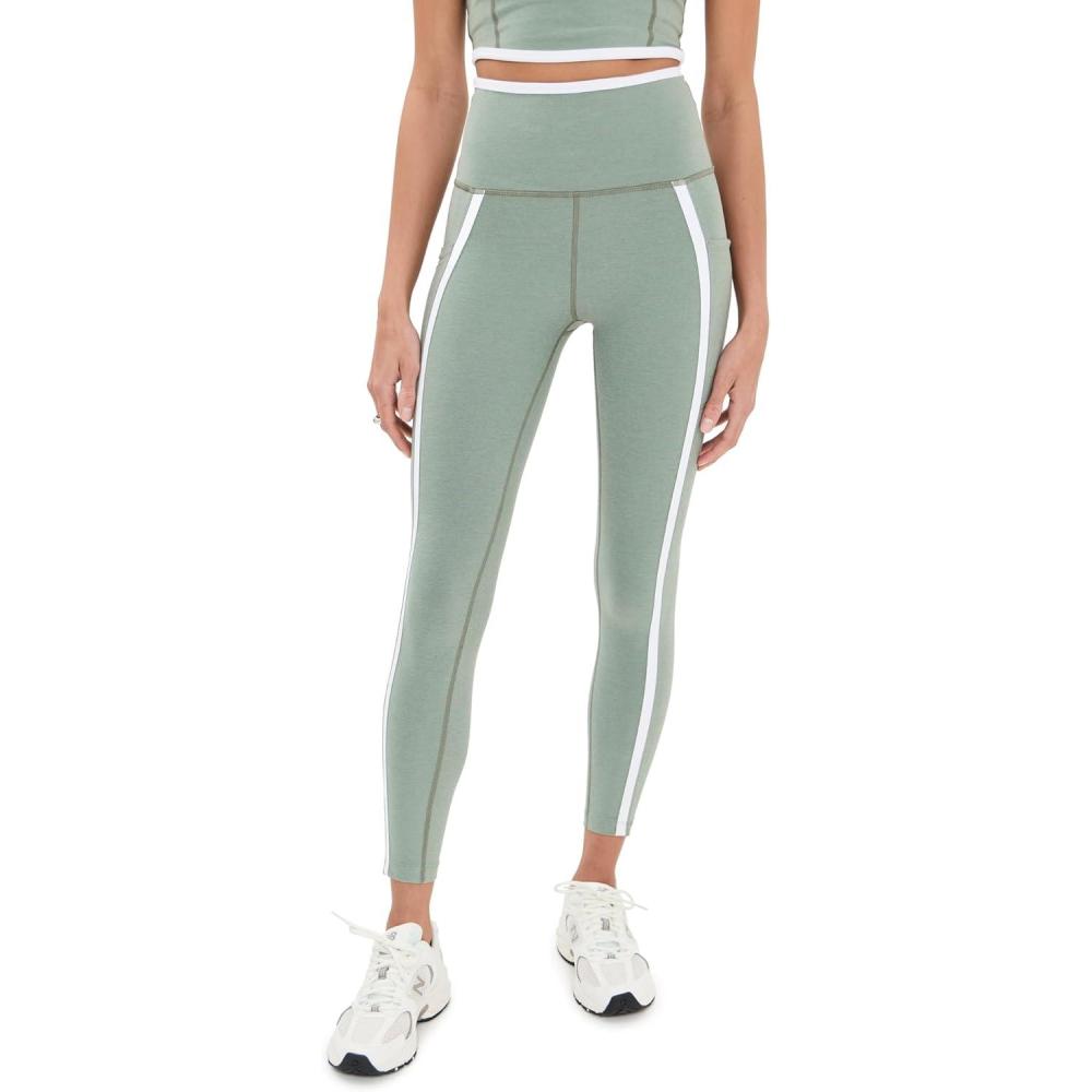 imageBeyond Yoga Womens Spacedye New Moves High Waisted Midi LeggingsGrey SageCloud White