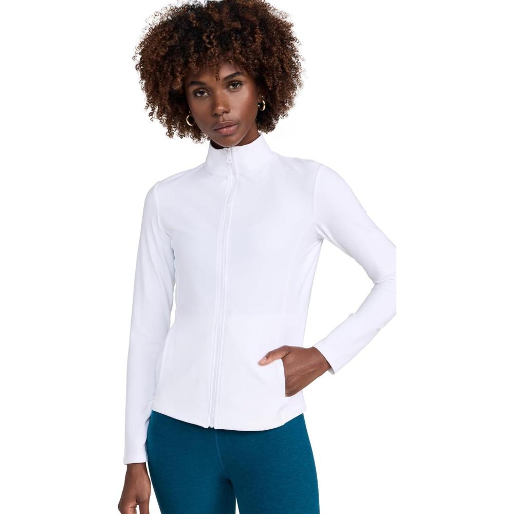 imageBeyond Yoga Womens Spacedye On The Go Mock Neck JacketCloud White