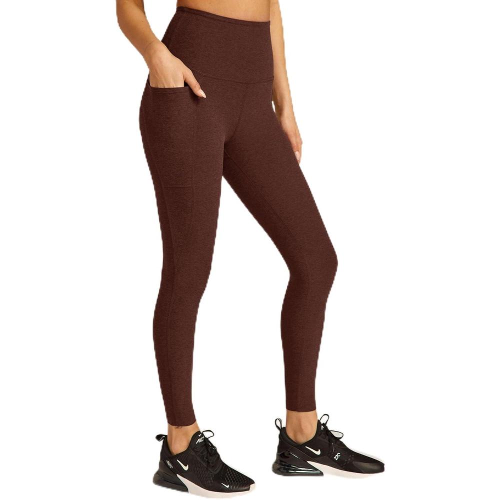 imageBeyond Yoga Womens Spacedye Out of Pocket HighWaisted Midi LeggingChocolate Heather