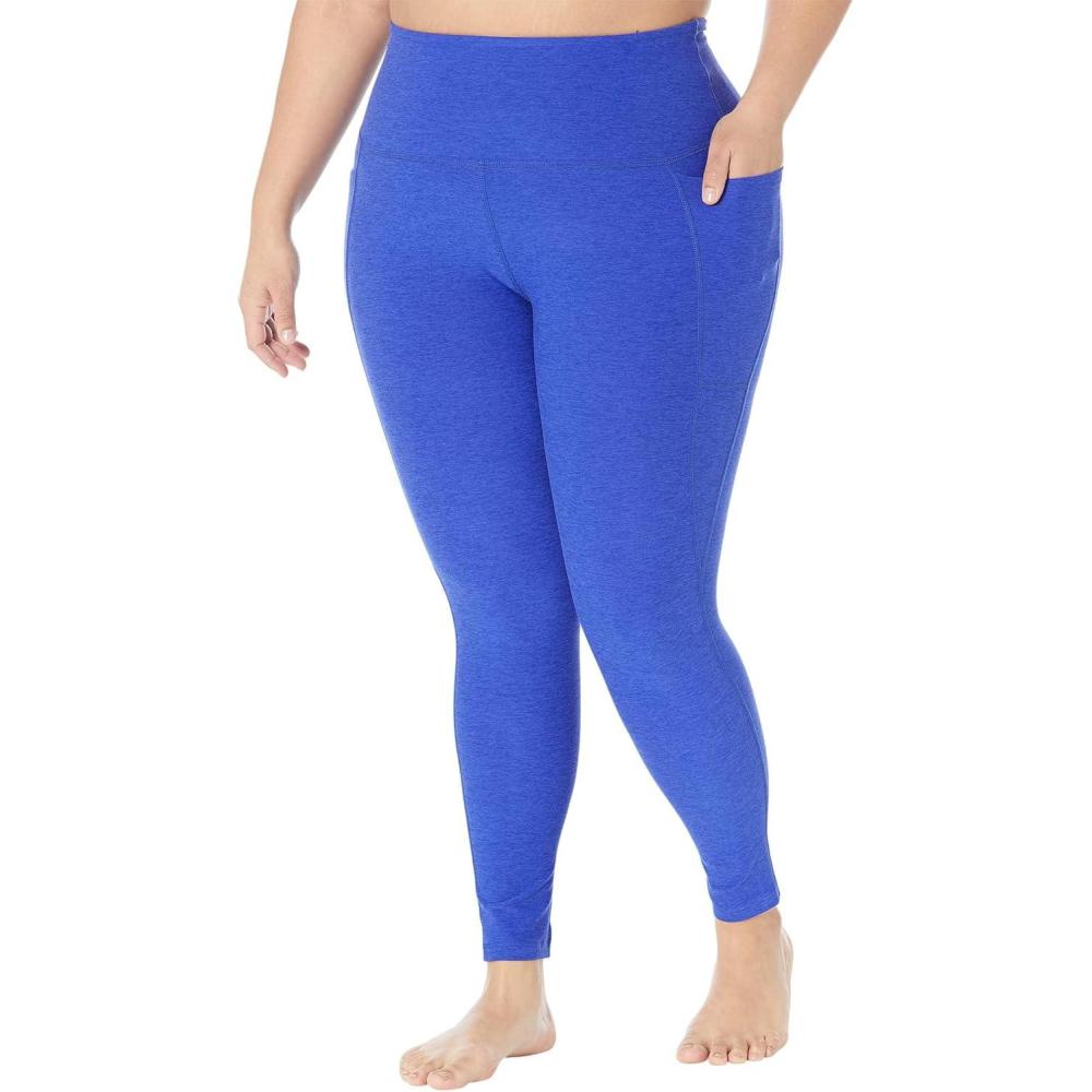 imageBeyond Yoga Womens Spacedye Out of Pocket HighWaisted Midi LeggingSapphire Blue Heather