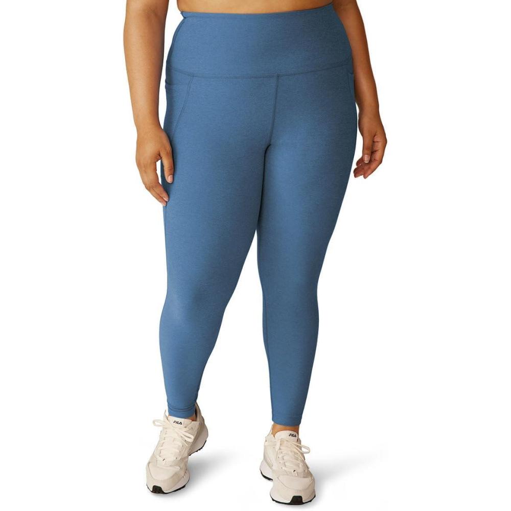 imageBeyond Yoga Womens Spacedye Out of Pocket HighWaisted Midi LeggingSky Blue Heather