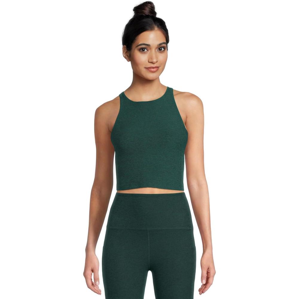 imageBeyond Yoga Womens Spacedye Refocus Cropped TankDark Spruce Green Heather