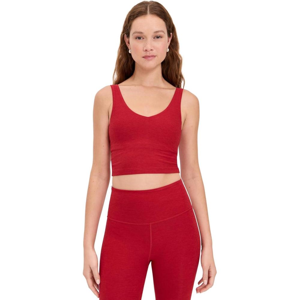 imageBeyond Yoga Womens Spacedye Refocus Cropped TankHolly Red Heather