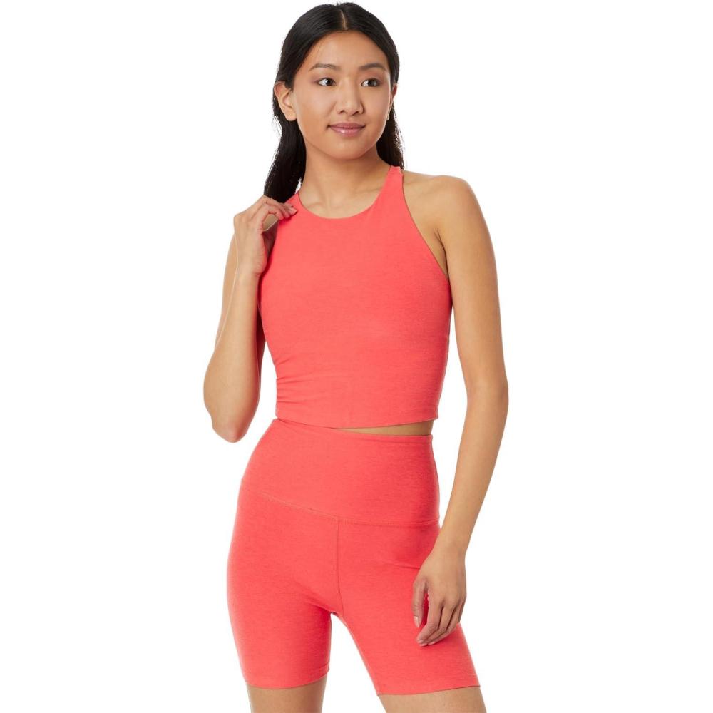 imageBeyond Yoga Womens Spacedye Refocus Cropped TankRed Ash Heather