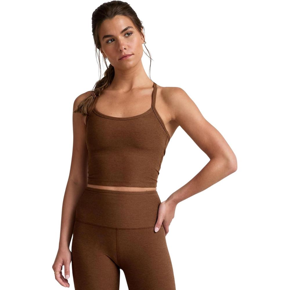 imageBeyond Yoga Womens Spacedye Slim Racerback Cropped TankBold Mocha Heather