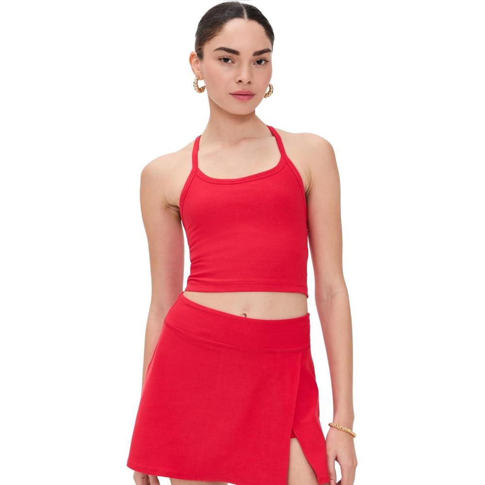 imageBeyond Yoga Womens Spacedye Slim Racerback Cropped TankCandy Apple Red Heather