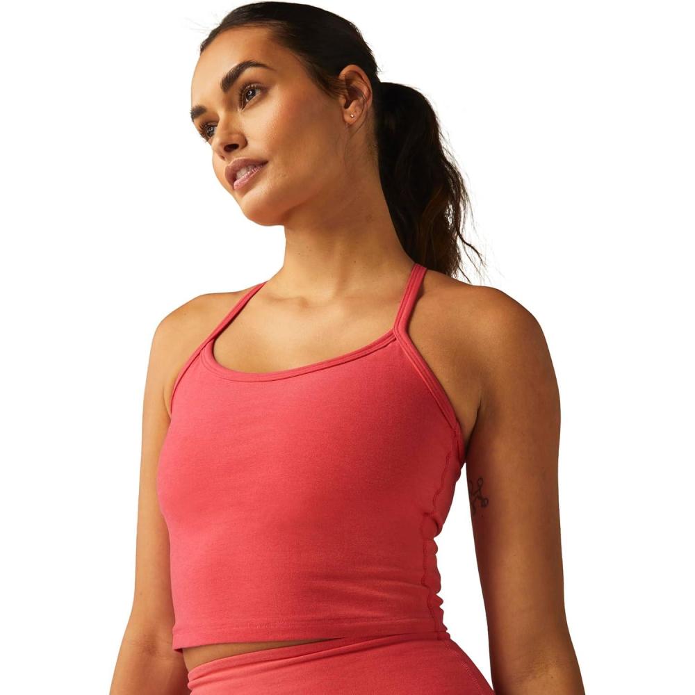 imageBeyond Yoga Womens Spacedye Slim Racerback Cropped TankCoral Glow Heather