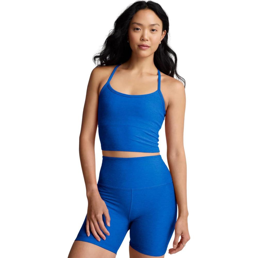 imageBeyond Yoga Womens Spacedye Slim Racerback Cropped TankCourt Blue