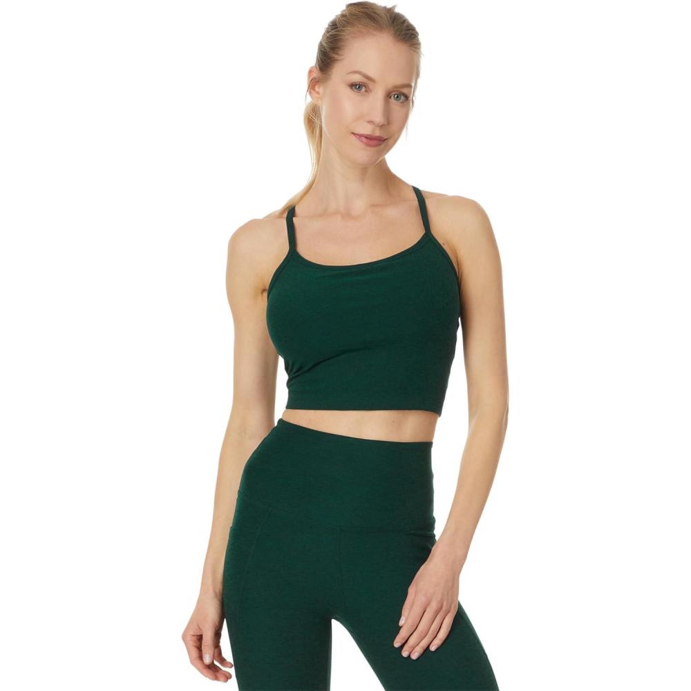 imageBeyond Yoga Womens Spacedye Slim Racerback Cropped TankDark Spruce Green Heather