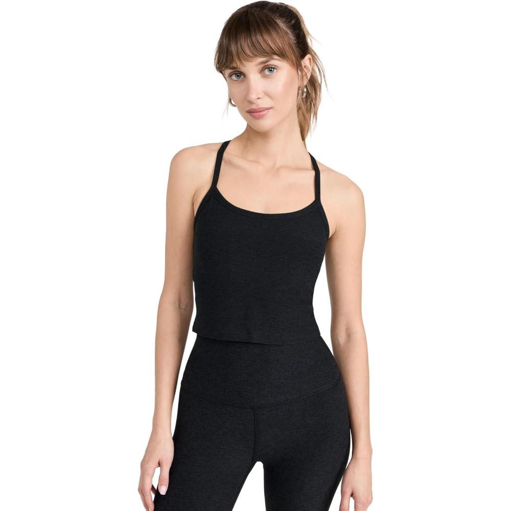 imageBeyond Yoga Womens Spacedye Slim Racerback Cropped TankDarkest Night