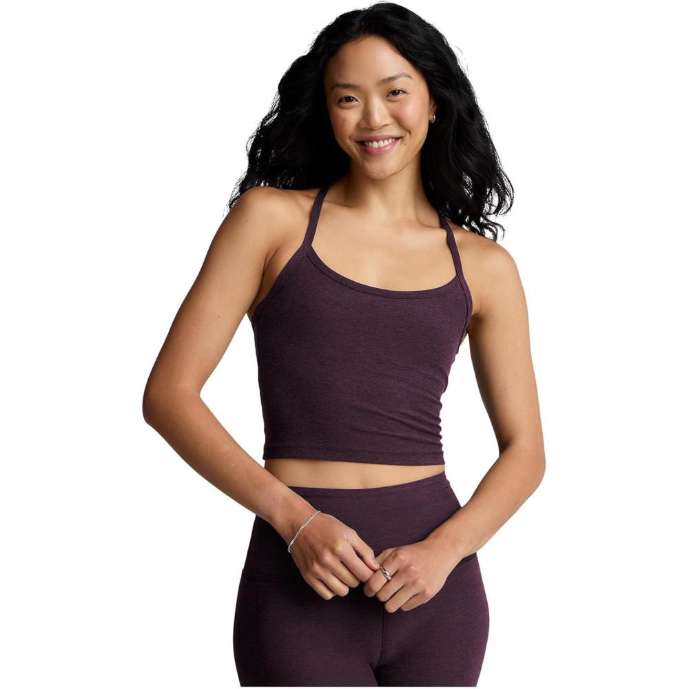 imageBeyond Yoga Womens Spacedye Slim Racerback Cropped TankEggplant Purple Heather