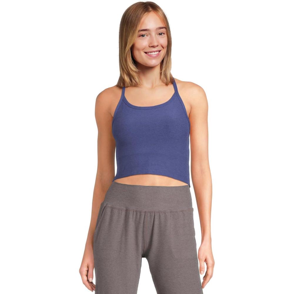 imageBeyond Yoga Womens Spacedye Slim Racerback Cropped TankEternal Blue Heather