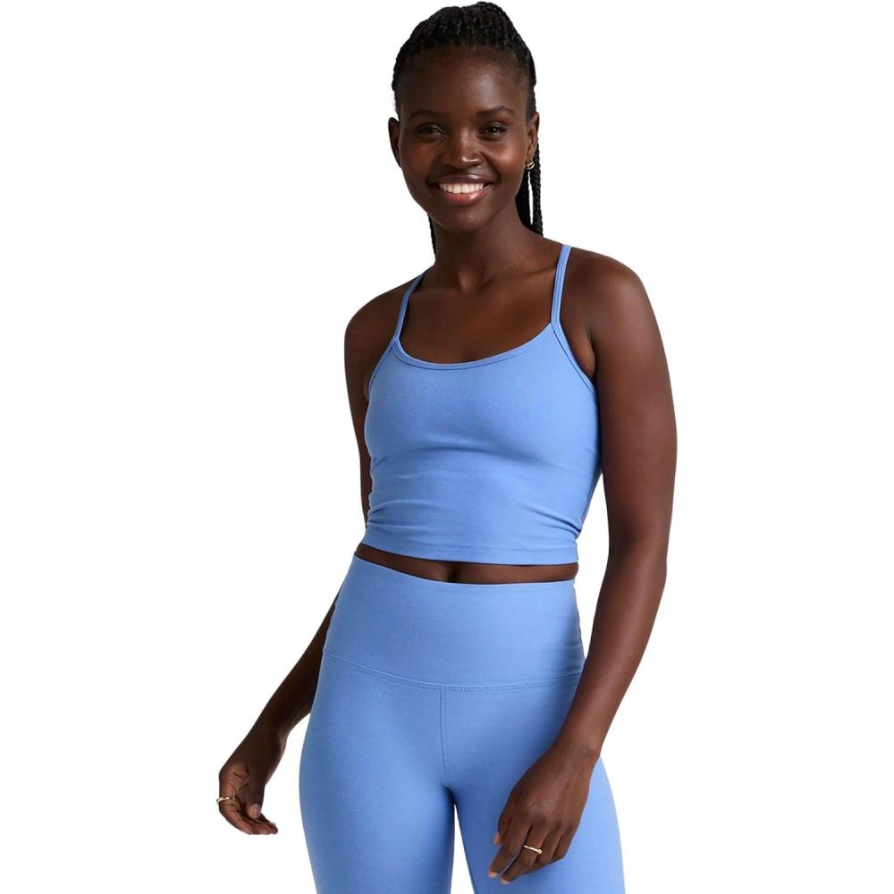 imageBeyond Yoga Womens Spacedye Slim Racerback Cropped TankFlower Blue Heather