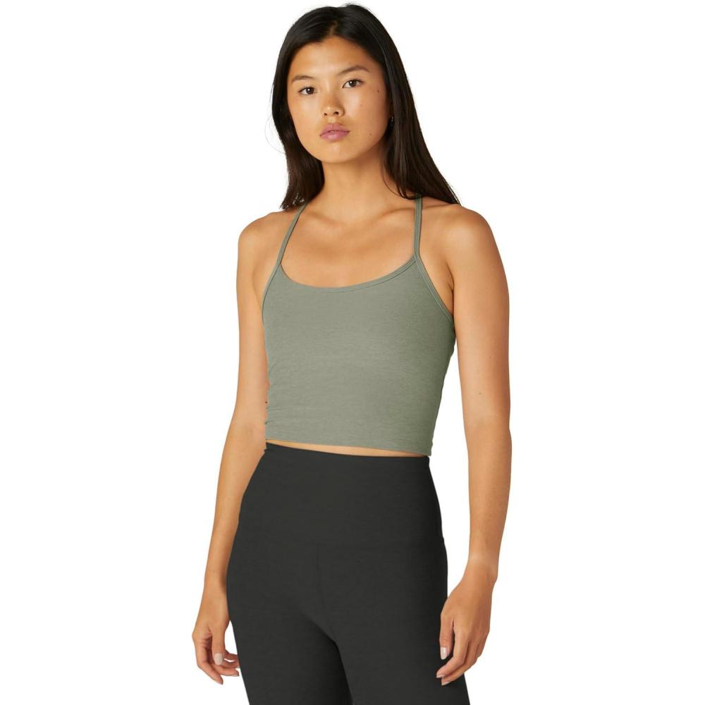 imageBeyond Yoga Womens Spacedye Slim Racerback Cropped TankGrey Sage Heather
