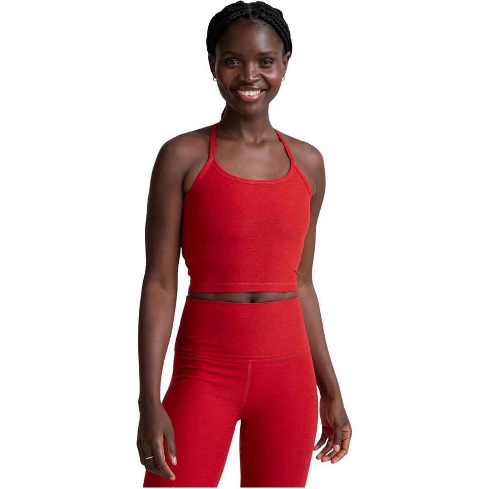 imageBeyond Yoga Womens Spacedye Slim Racerback Cropped TankHolly Red Heather