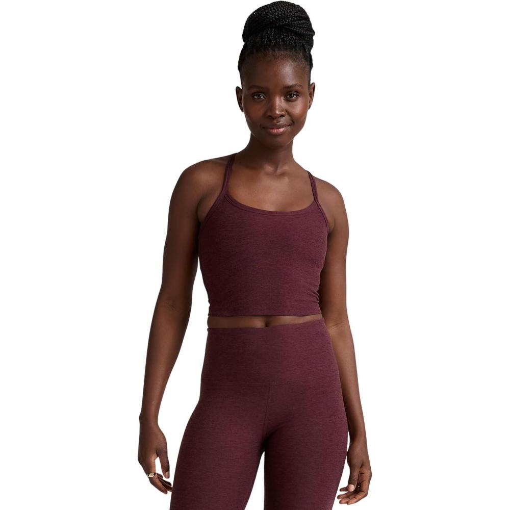 imageBeyond Yoga Womens Spacedye Slim Racerback Cropped TankMidnight Burgundy Heather