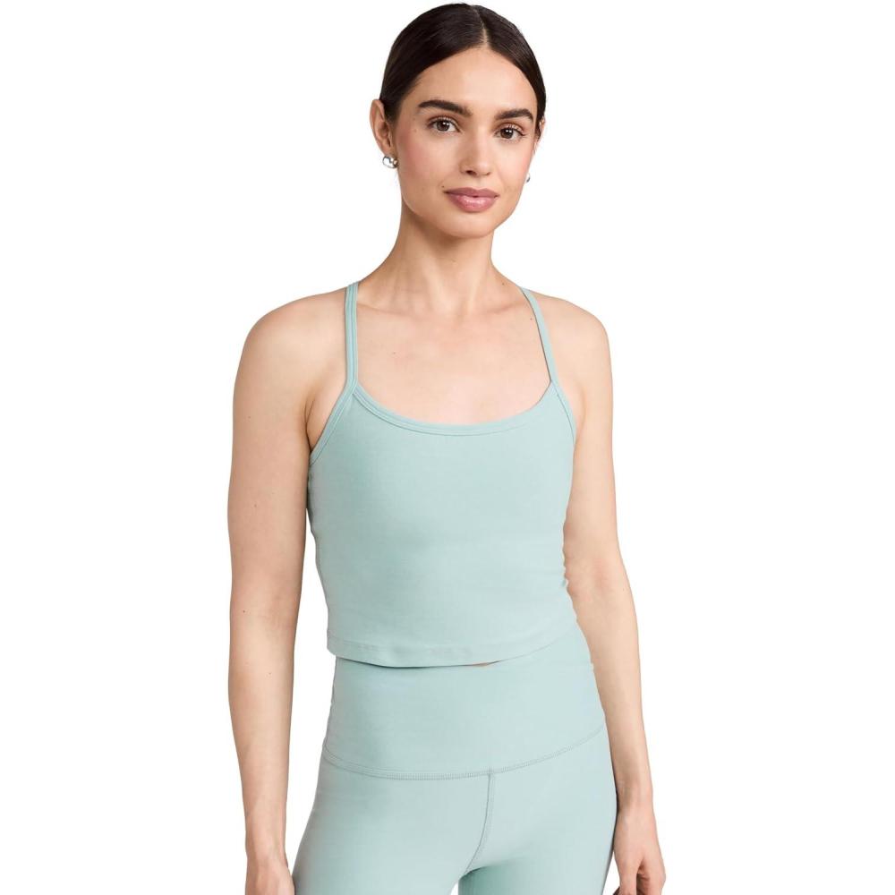 imageBeyond Yoga Womens Spacedye Slim Racerback Cropped TankMinty Slate Heather