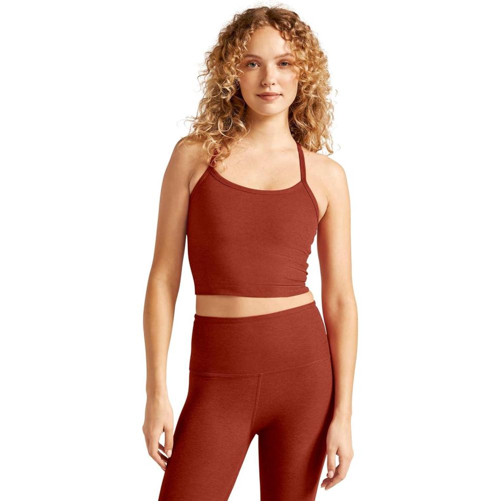 imageBeyond Yoga Womens Spacedye Slim Racerback Cropped TankRed Sand Heather