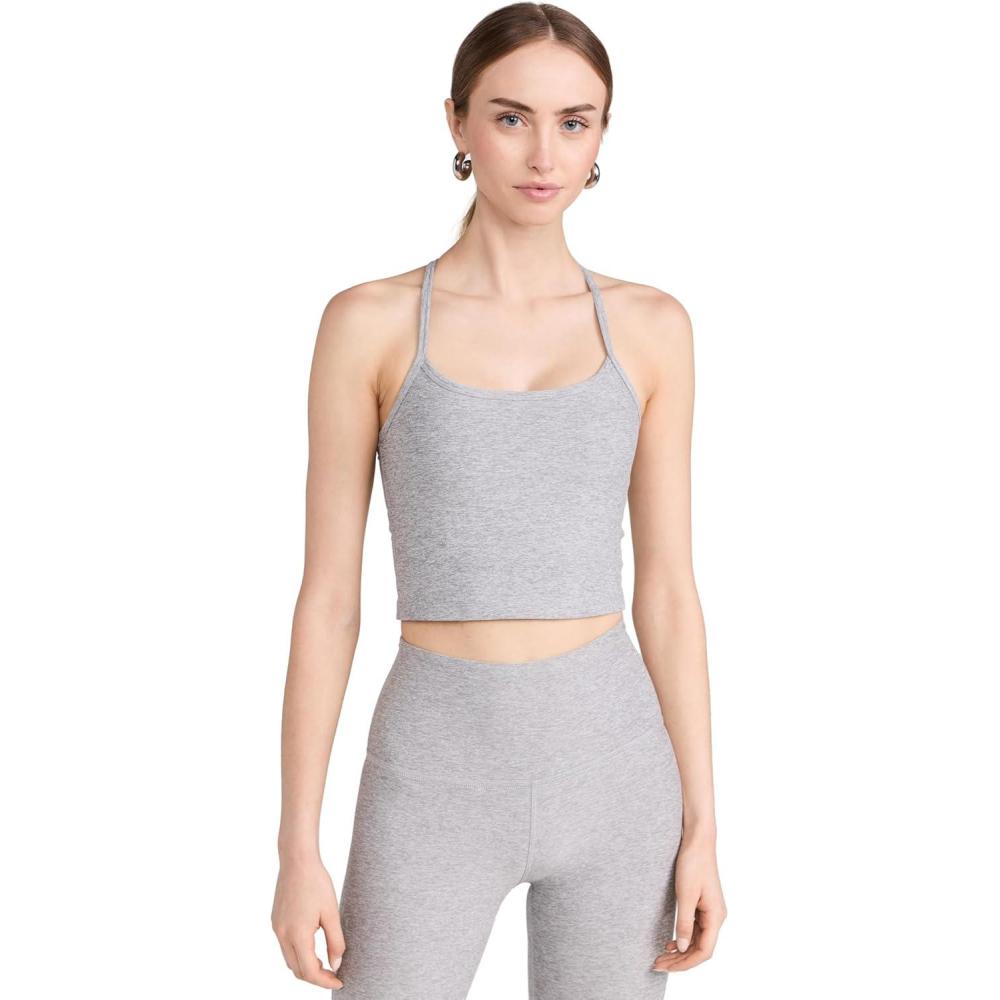 imageBeyond Yoga Womens Spacedye Slim Racerback Cropped TankSilver Mist