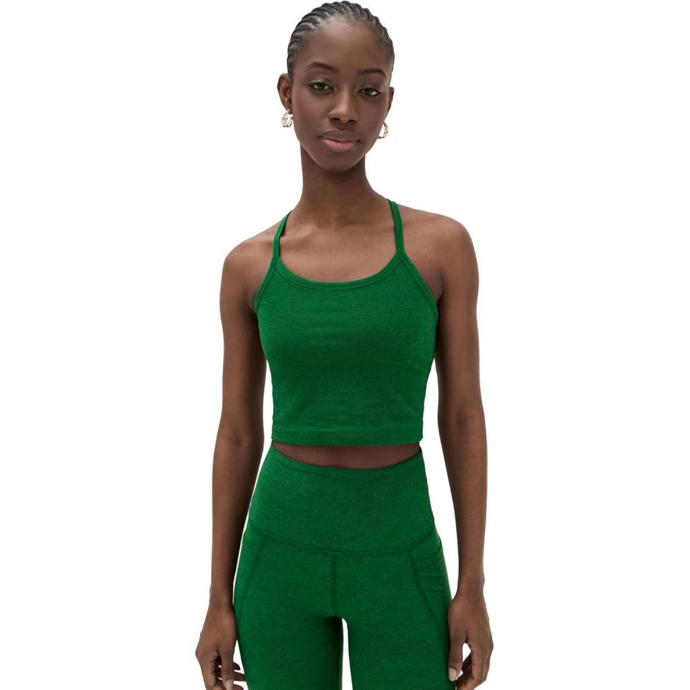imageBeyond Yoga Womens Spacedye Slim Racerback Cropped TankSummer Thyme Green Heather