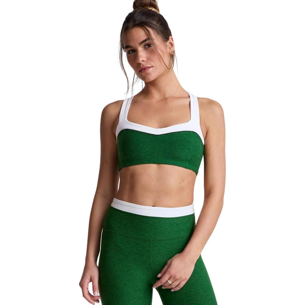 imageBeyond Yoga Womens Spacedye Trophy BraSummer Thyme GreenCloud White