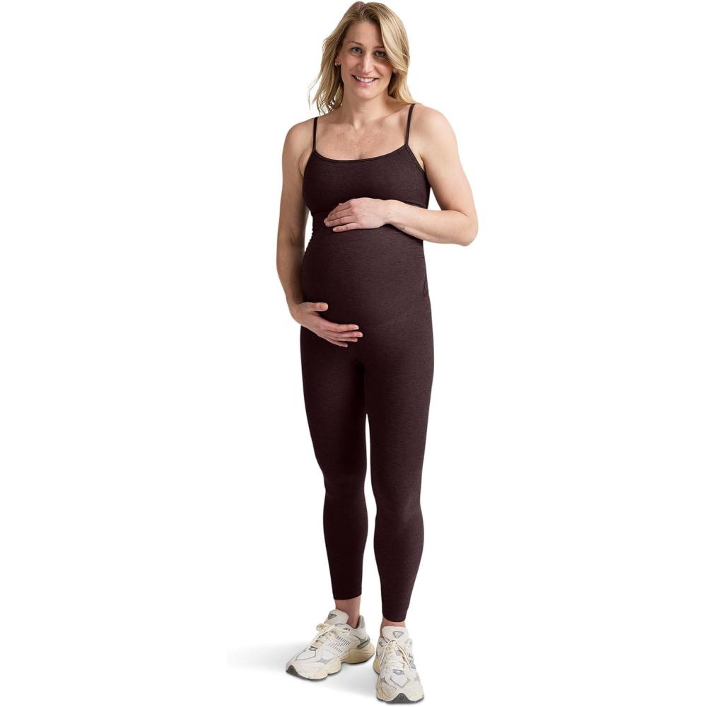 imageBeyond Yoga Womens Spacedye Uplevel Maternity JumpsuitDark Chocolate Heather