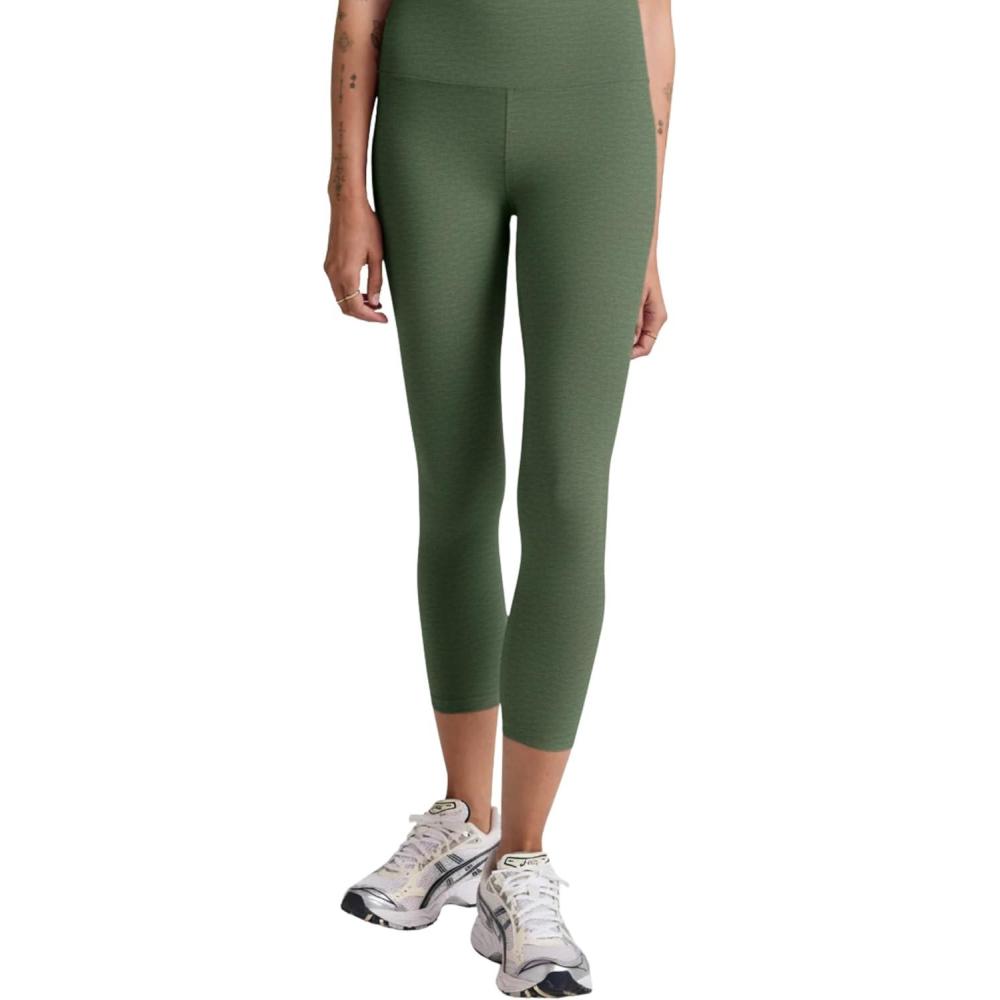 imageBeyond Yoga Womens Spacedye Walk and Talk High Waisted Capri LeggingMoss Green Heather