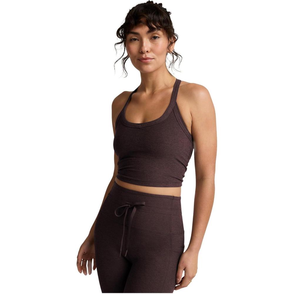 imageBeyond Yoga Womens Spacedye on The Up Cropped TankDark Chocolate Heather