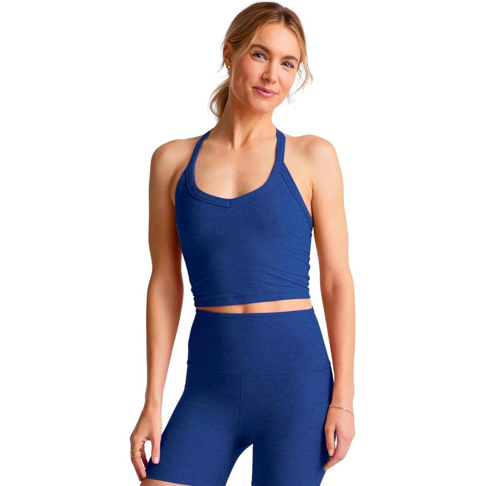 imageBeyond Yoga Womens Spacedye on The Up Cropped TankMarine Blue Heather
