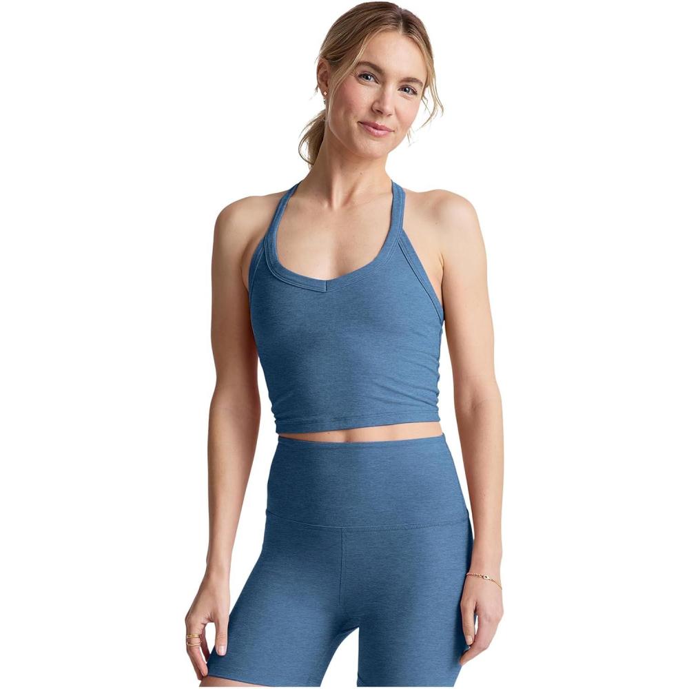 imageBeyond Yoga Womens Spacedye on The Up Cropped TankWashed Denim