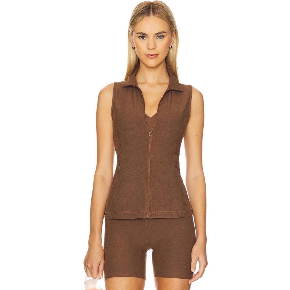 imageBeyond Yoga womens Venice Zipfront VestTrue Chocolate Heather