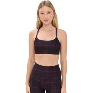 Beyond Yoga Women’s Softmark Slim Racerback Bra(Dark Cherry Preppy Plaid)