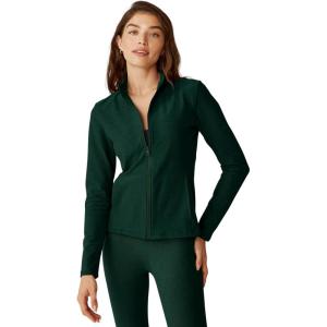 Beyond Yoga Women’s Spacedye On The Go Mock Neck Jacket(Dark Spruce Green Heather)