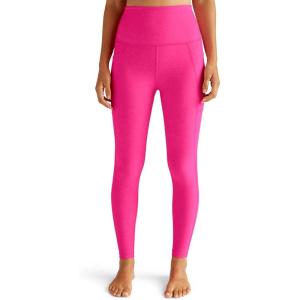 Beyond Yoga Women’s Spacedye Out of Pocket High-Waisted Midi Legging(Pink Punch Heather)