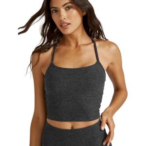 Beyond Yoga Women’s Spacedye Slim Racerback Cropped Tank(Black-charcoal)