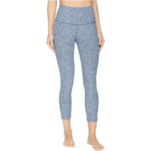Beyond Yoga Women’s Spacedye Walk and Talk High Waisted Capri Legging(White-outlaw Navy)